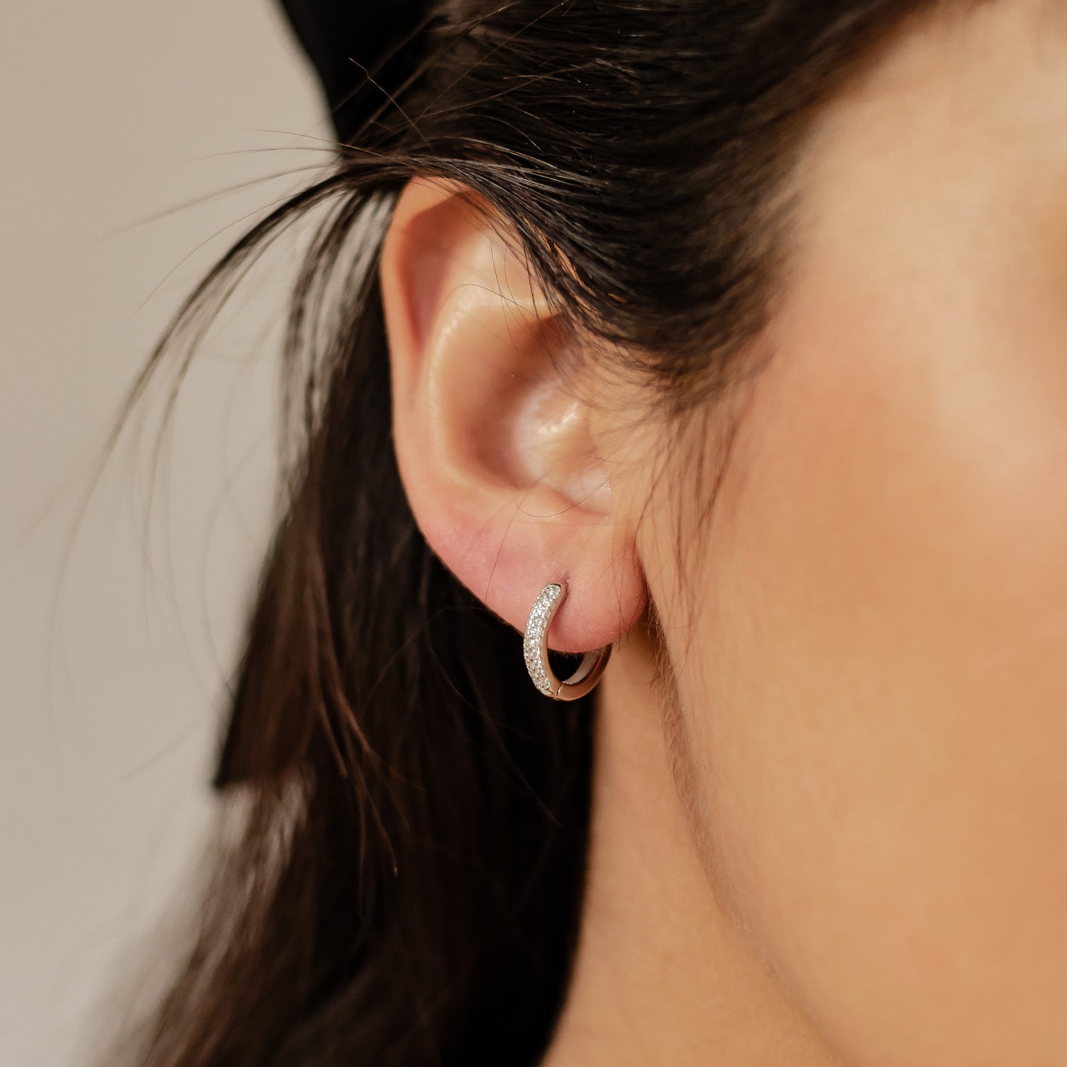 Boucles d’Oreilles Créoles Pierre Claire Double Sterling Argent